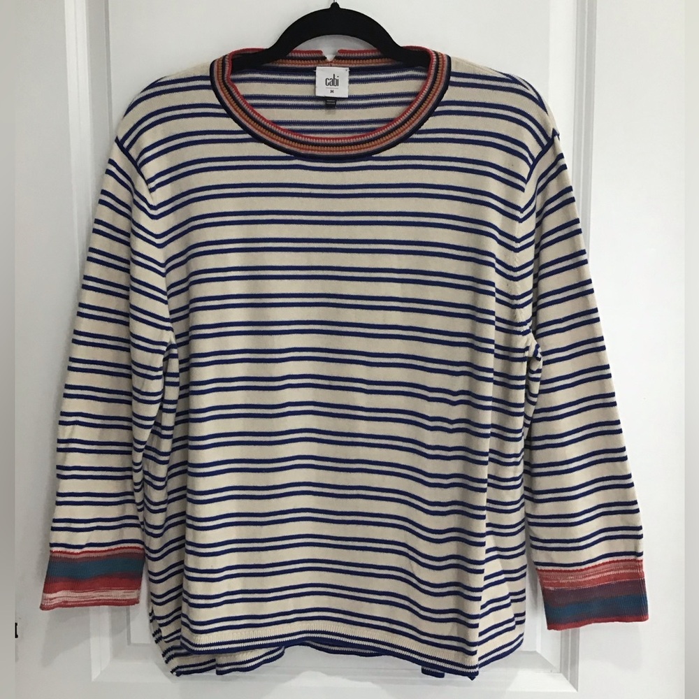 CABI Long Sleeve Pullover‎ Tunic Top Blue/Beige Sz M